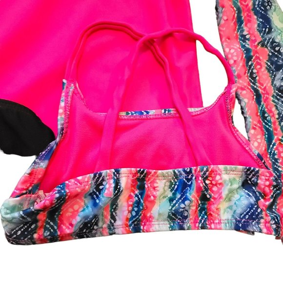 BEACH VIBES Swim Bikini and Rashguard Top Pink Tie Dye Girls 4/5 JJ1963 - Picture 10 of 12